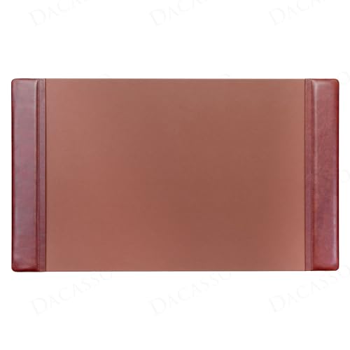 Dacasso 34" x 20" Mocha Leather Desk Pad with Side Rails - Executive Desk Surface Protector - Luxury Leather Blotter for Writing