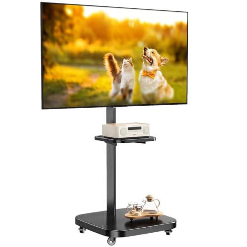 Hovadova Rolling TV Stand for 26-75 Inch TVs, Portrait-Landscape Rotation