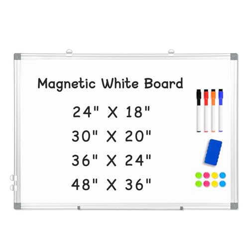 AMUSIGHT Double-Sided Magnetic White Board for Wall, 24" x 18"
