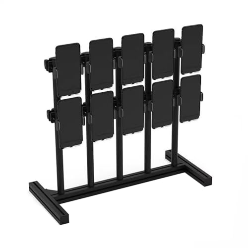 Rygcrud Multiple Phone Stand for Desk, Phone Holder Group Control Display Height Adjustable for Live Streaming, Retail, Studio(10)
