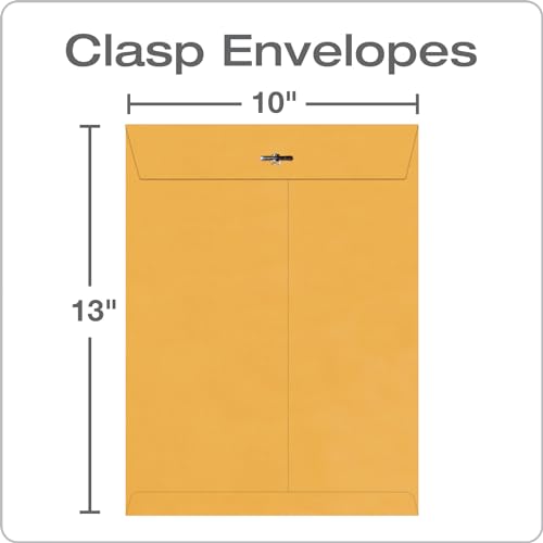 Columbian 10" x 13" Clasp Envelopes with Clasp Closure and Gummed Seal, 32 lb Kraft Paper, 100 per Box (COLO797)