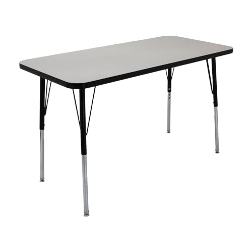 FDP 24" x 48" Rectangle Table with Standard Swivel Glide Legs - Gray/Black