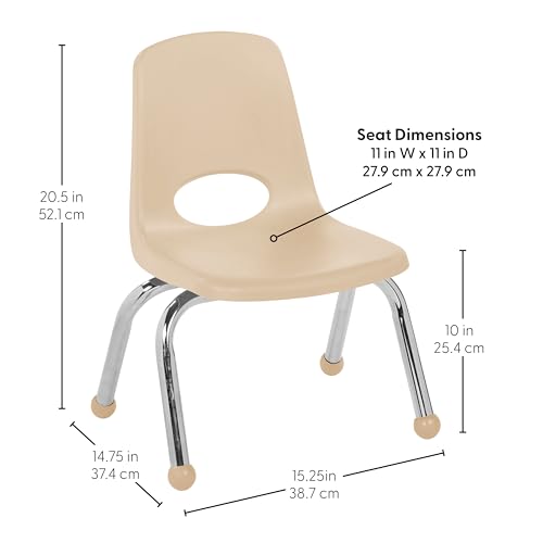 FDP 10" School Stack Chair with Ball Glides, Sand, 2-Pack, 15409-SD