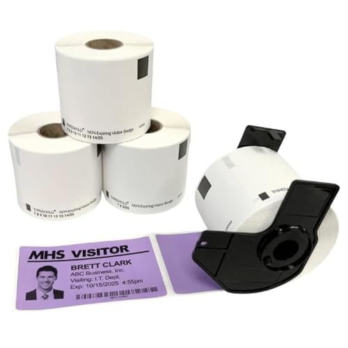 Threshold 4-Inch Visitor Badges on a Roll | (Purple)