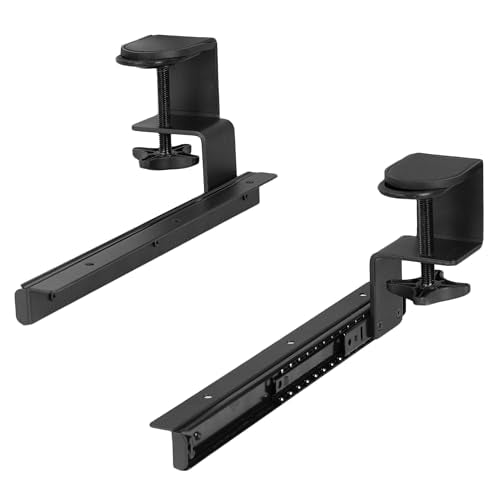 VIVO Black Clamp & 12" Rail Set for DIY Wooden Keyboard Trays, MOUNT-RAIL02