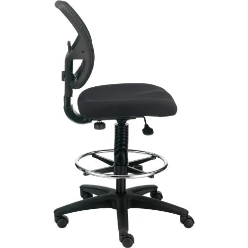 Adjustable Drafting Stool with Mesh Back – Ergonomic Office Drafting Chair with Footrest, Armrests & Height Adjustment (Black)