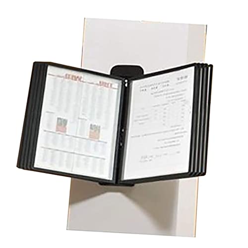 JDXQBLD Wall Mount Reference Display System - Wall Mount Catalog Display Rack, 10 Matching A4 Pockets, Document Presentation Consultation Support, Desktop Flip Display Folder