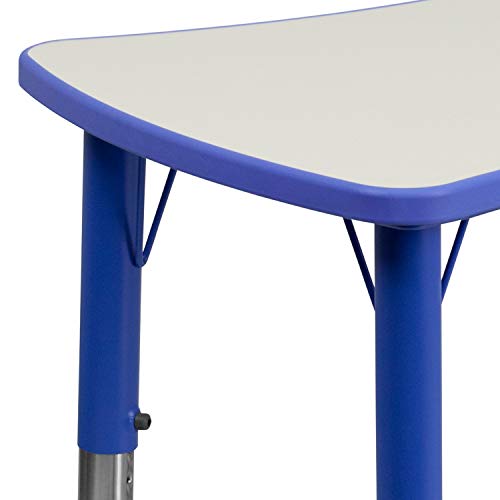 Classroom Essentials 21.875''W x 26.625''L Rectangular Blue Plastic Height Adjustable Activity Table with Grey Top