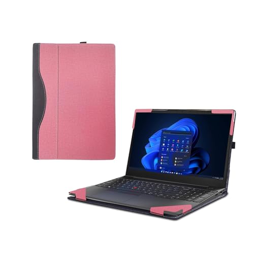 Laptop Case for Lenovo ThinkPad E16 Gen 3 Intel |ThinkPad E16 Gen 4 (Intel) [Note Other Models] All Inclusive Drop Case 16" PU Leather Protective Laptop Bag Detachable Shell (Pink)