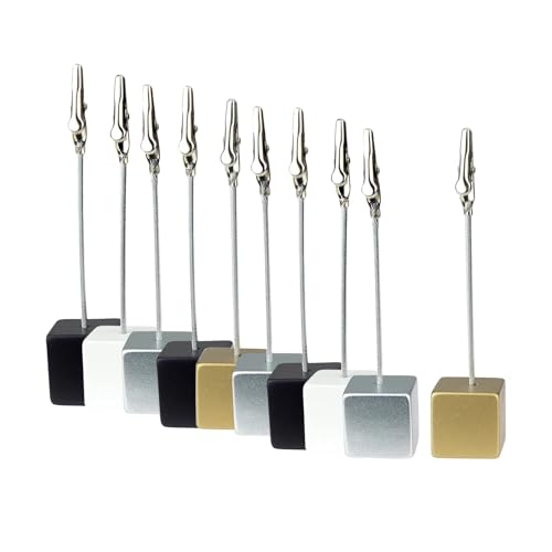 Memo Clip Holders Stand with Alligator Clasp 50 PCS Cube Stand Photo Holders,Resin Base Memo Note Clips,Table Wedding Place Card Clamp(Blue)