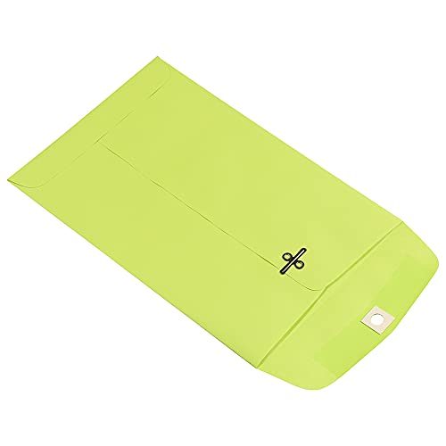 JAM PAPER 6 x 9 Open End Catalog Colored Envelopes with Clasp Closure - Ultra Lime Green - Bulk 250/Box