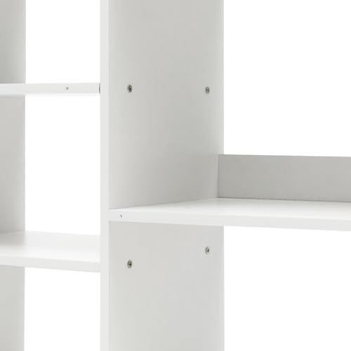 Book Shelf 5 Cube Short Bookshelf Bookcase, File Cabinet Filing Storage Cabinets, Low Shelf Cubbies Book Case with 360° Wheels and Dividers, Cube Organizer Shelf for Home Office (Warm White)