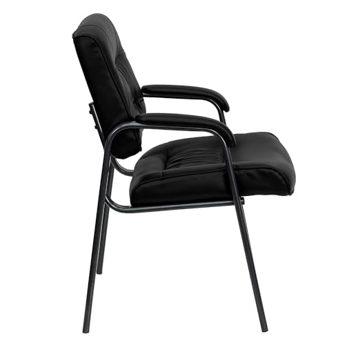 Flash Furniture LeatherSoft Reception Chair, Black/Titanium Gray