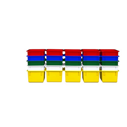 Wood Designs Cubby Storage Bin, Heavy Duty Plastic Containers for Kids Assorted Cubby Tray Set of 30