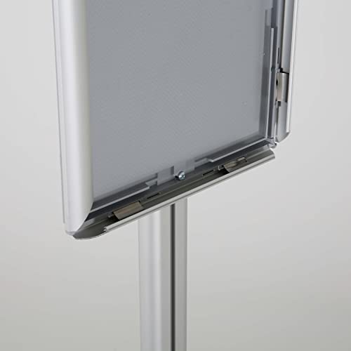 M&T Displays Free Standing Aluminum Display Stand Single Sided Document Brochure Sign Holder Front Loading Portrait Landscape Snap Frame 2x(8.5x11) inch Silver