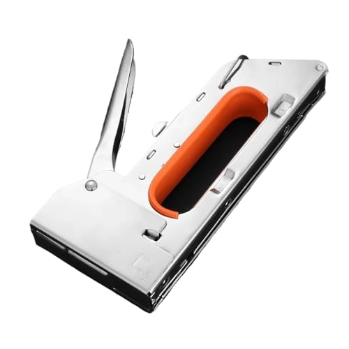 Oil-Free Pneumatic Staple Gun Heavy-Duty Stapler Upholstery Stapler 4/6/8mm Paper Window Tacker Tools with 2400pcs Stainless Steel Nails for Woodworking Furniture Binding
