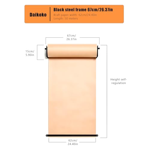 Grebest Kraft Paper Holder with Cutter, Adjustable Paper Roll Dispenser Holder Wall Mount, ispenser Holder Wall Mount with Horizontal Cutter, for Art, Wrapping, Drawing, Kids Activities 24Inch