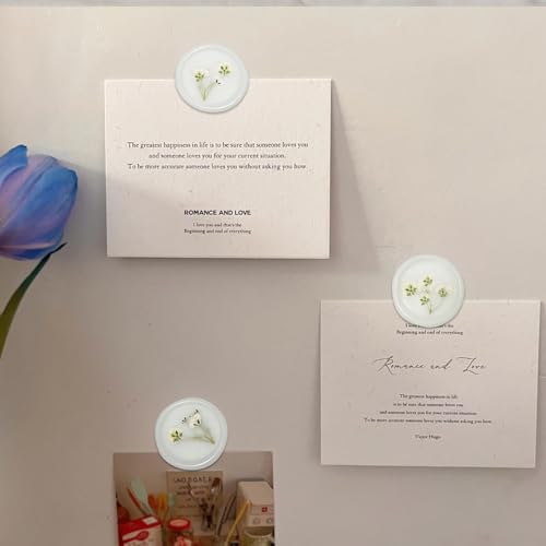 100 Pcs Baby's Breath Adhesive Wax Seal Stickers White Dry Floral Backing Envelope Seals Perfect for Wedding Invitations,Bridal Shower Party