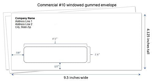 Custom Printed #10 Security Envelopes Window- Bright White Wove #10 24 Smooth Finish Professionally Printed (1000)