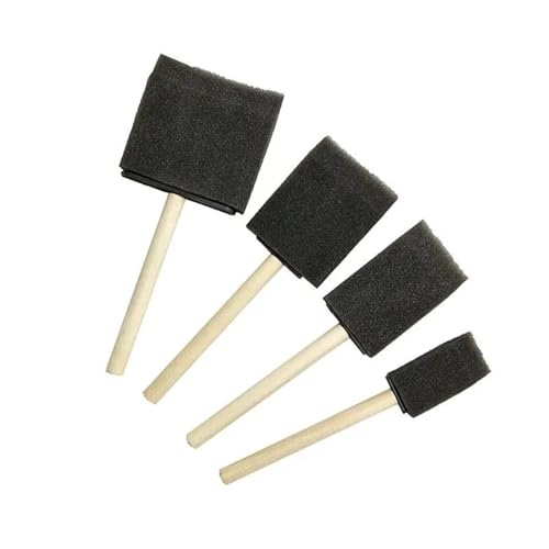 Foam Brushes for Painting 10 Set/40 Pcs Wooden Handle Foam Sponge Painting Tools – Perfect for DIY Craft Art, Watercolor, Oil & Stain