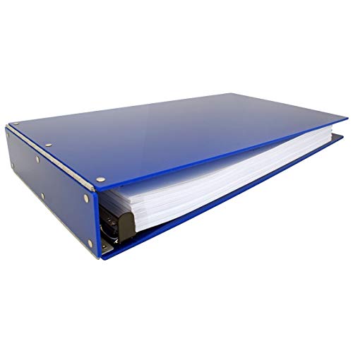 11x17 Landscape Binder, Durable Blue Acrylic 3-Ring Document Organizer with 2-Inch Lever Angle D-Ring. Portfolio Art Binder for Artwork Storage, Spreadsheets, Blueprints, Tabloid Documents