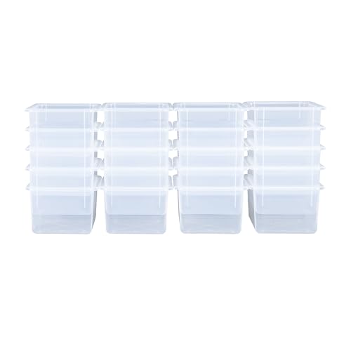 Wood Designs Cubby Storage Bin, Heavy Duty Plastic Containers for Kids Translucent Clear Cubby Tray Set of 20
