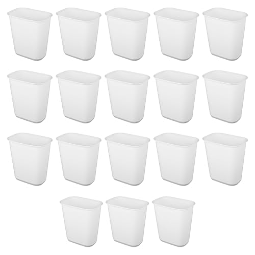 Sterilite Rectangular Wastebasket 5.5 Gallon, White, 18 Pack