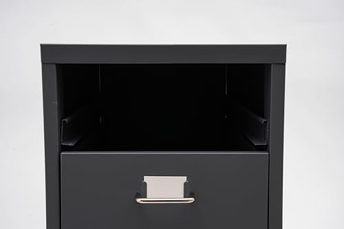 5 Drawer Mobile File Cabinet, Metal Mobile Filing Cabinets with Lock, Storage Organization with Wheels Vertical Filing Chest Rolling Wood for Home Office to Organization Hanging Letter, Legal (Black)