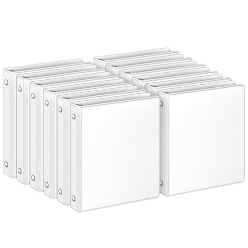 3 Ring Binders, 1" Round Rings 12 Pack, Fits 8.5x11in, View 2 Pocket, White