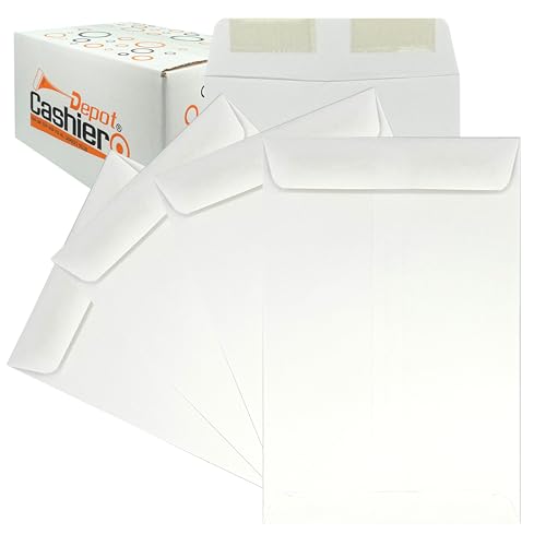 1000 Cashier Depot - 6" x 9" Catalog Envelopes – Open End – Sturdy 24lb White Wove – Gum Flap Closure – Professional Mailing & Document Storage, 1000 Count