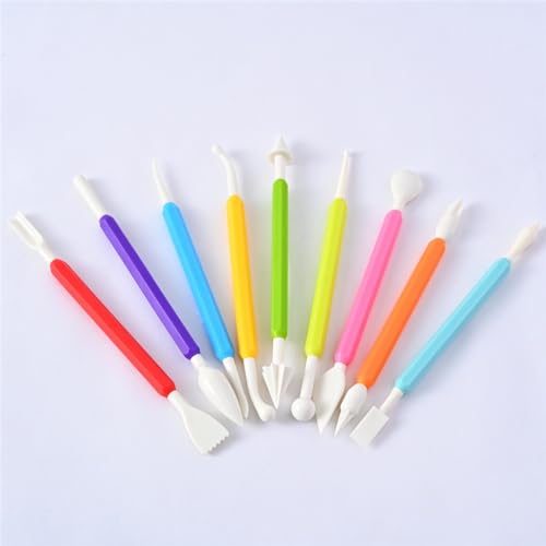 QVEZPRYX Clay Sculpting Tools 9-piece Fondant Carving DIY Pen Polymer