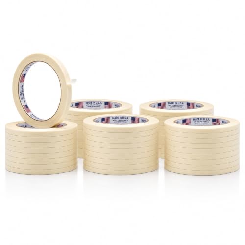 WOD MT5 Utility Grade Masking Tape, 1/4 inch x 60 yds. (Pack of 144) for Home or Office air-Dry Painting, Labeling, & Packing. Leaves no Residue