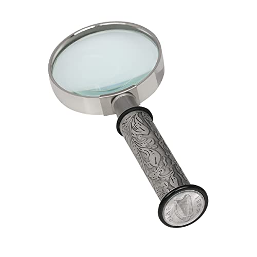 American Coin Treasures Coin Letter Opener & Magnifying Glass Irish Threepence- Antiqued Silvertone Brass Handle Gift Set-Genuine Ireland Coin