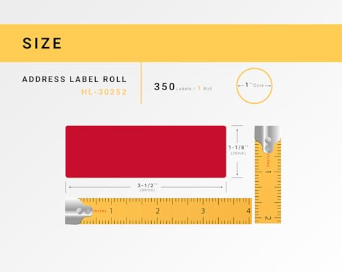 HouseLabels Compatible with Dymo 30252 Labels, Red, 1-1/8" x 3-1/2"