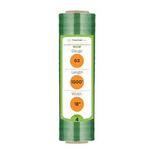 PSBM Tinted Green Plastic Stretch Film/Wrap 18 Inch x 1500 Ft 63 GA 4 Rolls