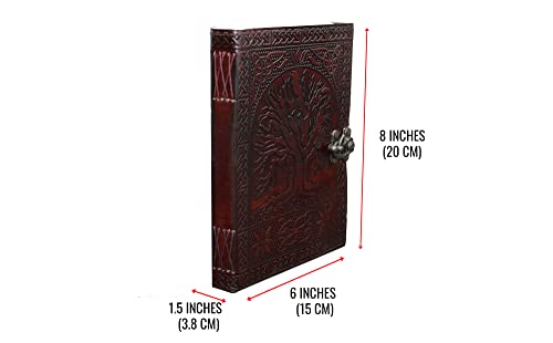 jaald 8" Blank Leather Journal large diary travel writing pad sketch book gift for kids school notebook fancy journal without lines with Clasp lock