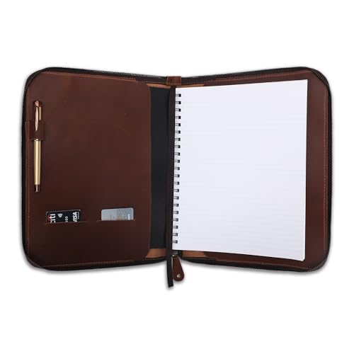 CestAntiQ Zippered Leather XXL Journal Cover 8.5 x 11 in, Tan