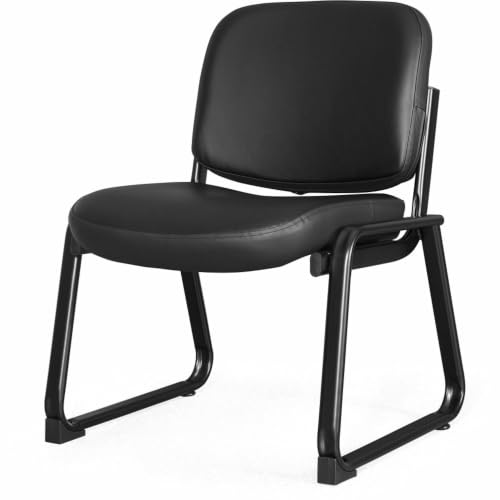 Lorell LLR84597 Deluxe Leather Armless Guest Chair with Plywood & Leather Seat