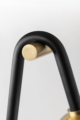 Mitzi Whit 1-Light Floor Lamp | Aged Brass and Black Finish | Made of Steel & Glass | Damp-Rated for Bathroom Use | 60.25" Overall Height | HL382401-AGB/BK