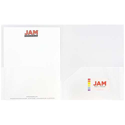 JAM PAPER Plastic 2 Pocket POP Folders - Durable School Folders - Clear - Bulk 96/Pack