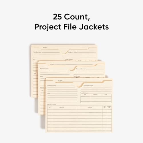 Smead Project File Jackets, 25 Count, Manila, Reinforced Straight-Cut Tabs, Preprinted Front, Back and Tab, 2" Expansion, Letter Size (75621)