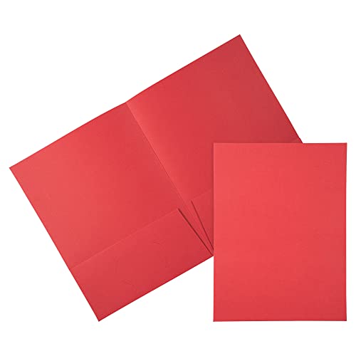 JAM PAPER Two Pocket Textured Linen Presentation Folders - Letter Size Business Folder - Red - Bulk 100/Box