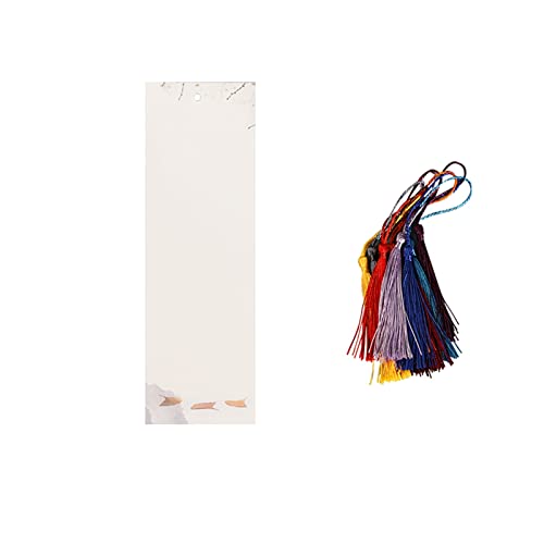 Bookmark 10Pcs Color Thickened Bookmarks with Tassels Water-Grained Paper Can be Handwritten 8 Styles 7X21cm Metal Bookmark (Color : 4) (3)
