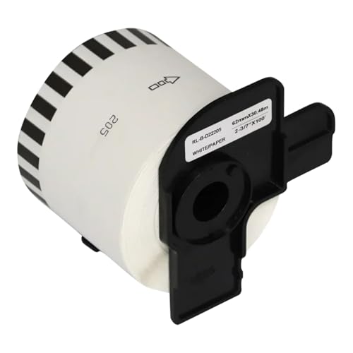 KOOILANG DK-22205 Label Paper 62mm x 30.48m Continuous Printing Paper QL-800 QL-580N QL-700 QL-1050N QL-1115NWB QL-1100 QL-500 560(DK-22205 6pcs)