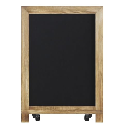 BizChair 10 Pack Tabletop Magnetic Chalkboards - Torched Wood Finish - 9.5" x 14" - Metal Folding Legs - Hanging Message Board - Counter Memo Board