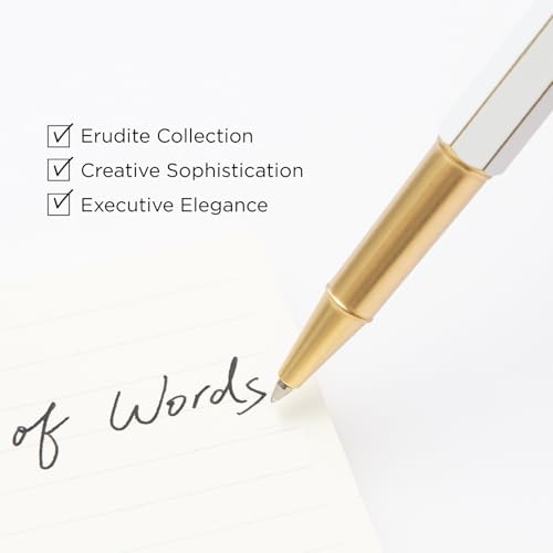YSTUDIO Classic Revolve Rollerball Pen,Stunning Luxury Lacquer,Gilded Nib(Fine),German Schneider Ink Converter, Fancy Gift for Men&Women-Elegant, Executive,Nice Pens for Writing-white