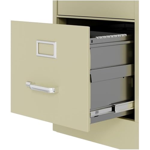 Scranton & Co 22" 4-Drawer Metal Letter Width Vertical Filing Cabinet in Beige, Lockable, Sturdy Steel Construction, Office or Home Use, Durable Letter Size File Storage
