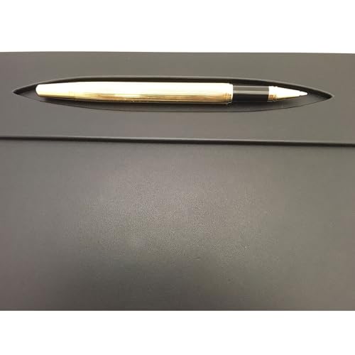 Dacasso 17” x 14” Classic Black Leather Conference Pad w/Pen Well - Luxury Leather Desk Blotter for Writing - Padded Executive Table Surface Protector