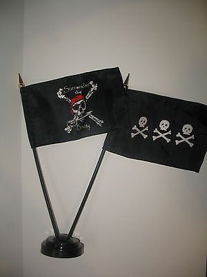 AWS RFCO Surrender The Booty w/Chris Condent Pirate Flag 4"x6" Desk Set Black Base