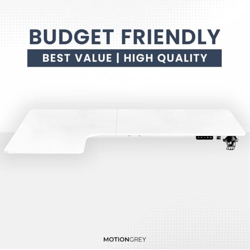 MotionGrey - Electric Motor Height Adjustable Standing Desk, L Shaped Standing Desk, L Shape Corner Desk, Adjustable Computer Sit Stand Desk Stand - L Shape Desk with 63 Inch Table Top (White)